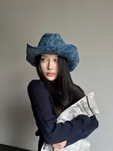 ヴィンテージ風ダメージデザインのウエスタンハット【女性用・秋冬向け・エッジ付き】