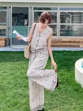 民族調プリントタンクトップとワイドパンツ【夏用・カジュアルスタイル・体型カバー】（セットアップ対応）