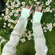 アームカバー レディース パフスリーブ 接触冷感 ロング ゆったり 紫外線対策 運転 自転車 夏