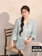 菊花刺繍の防晒カーディガン【大サイズ・新中式・国風デザイン・パンコート付き】（セットアップ対応）
