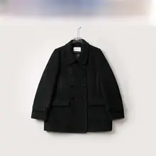 白鹅绒のアルパカ毛と羊毛使用のダウンコート【フード付き・防寒・長袖】