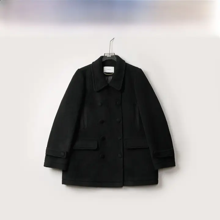 白鹅绒のアルパカ毛と羊毛使用のダウンコート【フード付き・防寒・長袖】