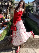 春のお出かけにぴったり！ホワイトドットデザインのフレアスカート【ハイウエスト・エレガントな印象】