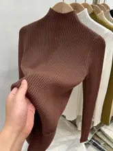 極上の柔らかさのリブ編みハイネックニットトップス【女性用・秋冬・フィット感あり】