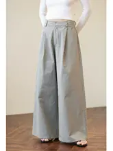 梨型体型を美しく見せるハイウエストコットンワイドパンツ【秋用・フィット】