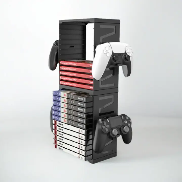 ゲーム機収納スタンド【PS5・PS4・Xbox Series X用・ディスク・コントローラー収納】（セットアップ対応）