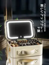 鏡付き化粧ポーチ【携帯用・旅行用・大容量・スリム収納】