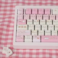 キーキャップ PBT+PC 透明 ピクセル 猫柄 キュー ト 個性派 「Chosfox SOULCAT」