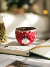 クリスマス雪だるまデザインのカフェカップ【ハンドル付き・ラテアート用】