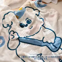 背中の小犬デザインの四層ガーゼバスタオル【大人用・吸水性抜群・綿100%】