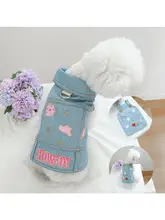犬服 女性 使用シーン デニムサスペンダースカート 春秋用 テディ小型犬に適した 夏用薄手