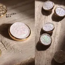 白彩矿石デザインのシャツ【隠しボタン・パール付きカラー・金属装飾】