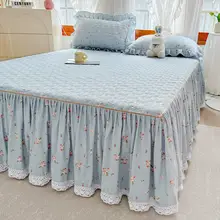 プリンセススタイルのベッドスカート【フルカバー・防滑加工・厚手キルティング・2in1カバー】