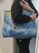おしゃれな！ゴッホ星空デザインの折りたたみ式エコショッピングバッグ【大容量・肩掛けタイプ】