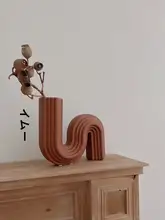 モダンデザイン 陶器製ドライフラワーベース【リビング用・高級感・モランディカラー】