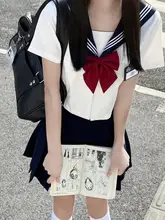 白桃フレーバーのJK制服【ナチュラルな学院風・海軍風セーラー服・半袖】（セットアップ対応）