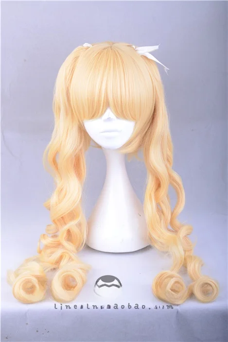 おジャ魔女カーニバル向けツインテールウェーブカールウィッグ｜ミルクゴールドカラーのコスプレヘアセット