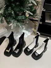 厚底マーティンブーツ【スクエアトゥ・ショート・女性用・チェルシーブーツ】
