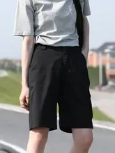 カーキ色のワークショートパンツ【夏用・薄手・フィット・大きいサイズ・カジュアル】（セットアップ対応）