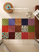ジャングルデザインのレトロスタイルラグ【滑り止め・汚れに強い・カット可能・玄関用】
