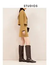 山羊绒ダブルフェイスブレザー【ショートジャケット・ウールスカート・通勤用】（セットアップ対応）