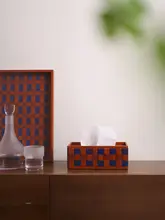 ハンドメイドのヴィンテージ風編みこみナプキンホルダー【トレー兼用・香り用収納・玄関飾り】