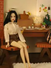 ミニチュアヴィンテージスタイルの胡桃革編み椅子【Blythe人形用・家庭用】