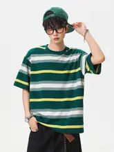 Tシャツ ユニセックス 半袖 カジュアル ストライプ カラーブロック ヴィンテージ ストリート ルーズ 通気性 夏 ペア