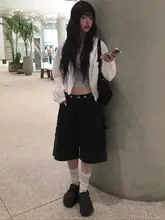 リボン付きレースデザインの半袖Tシャツ【カジュアル・UVカット】とデニムショートパンツ（セットアップ対応）