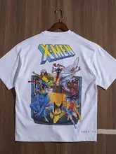 夏用 メンズ クルーネック ヒーローキャラクター プリント Tシャツ【コットン製・フィット・半袖】