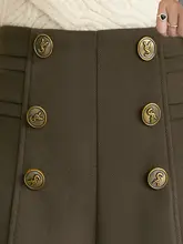 高腰ウール製ブラックショートパンツ【秋冬用・ワイドレッグ・Aライン・カジュアル】（セットアップ対応）