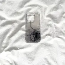 半透けデザインの黒灰水墨風スマホケース【iPhone用・シンプルで個性的】