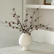 レトロな陶器製花瓶【侘び寂びスタイル・造花用・インテリア装飾】