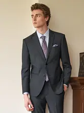 スリムフィットビジネススーツジャケット【グレー・上質・結婚式用】（セットアップ対応）