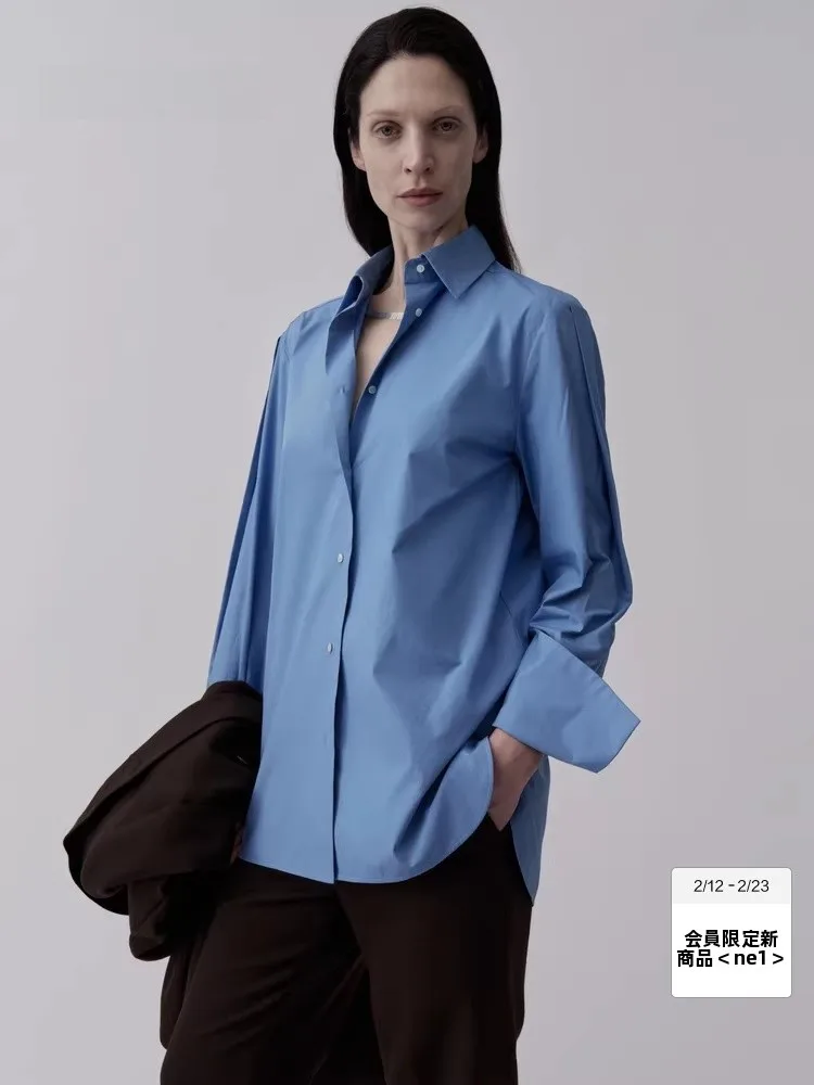 冬用コットンシャツ【極上の柔らかさ・無地・長袖】 大人可愛い服 40代コーデ