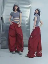 カジュアルパンツ メンズ ギャザー 速乾 冷感 ワインレッド アメリカン風 ストリート 「CBXLAB」