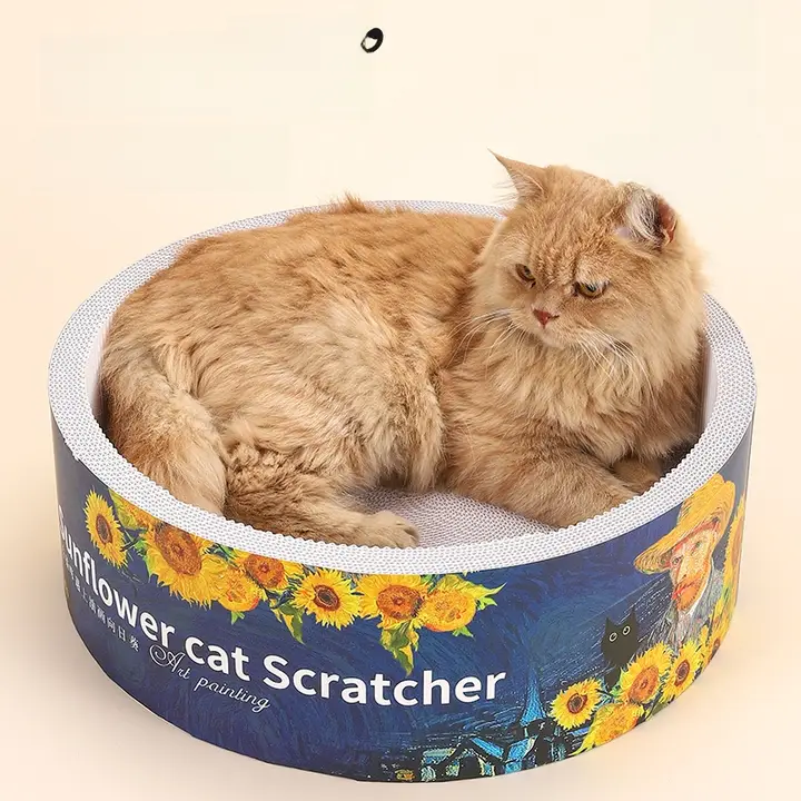 耐久性に優れたキャットボード【丸型・段ボール製・猫用爪とぎベッド・大サイズ】