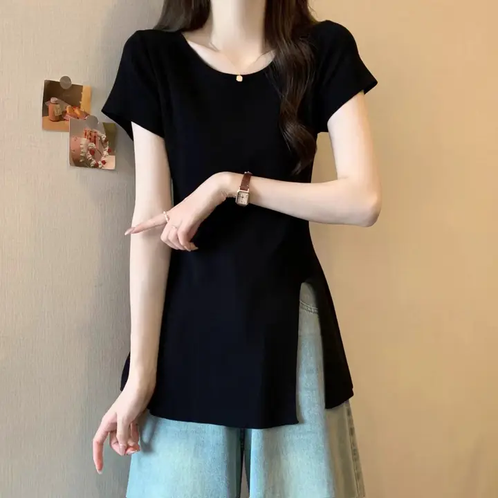 デザイン感あるカットアウトスリーブTシャツ【大きいサイズ・ウエストを引き締め・春夏用】（セットアップ対応）