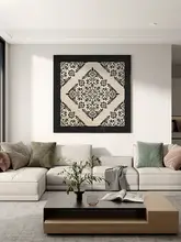 中古風の抽象花柄壁画【高級感あるリビング用・四角形・玄関・レストラン・別荘用】