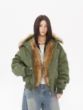 アメリカンスタイルの毛付きパーカー【男女兼用・冬用・暖かいコットンジャケット】