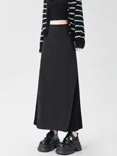 グレーのスーツ百褶スカート【ハイウエスト・Aライン・中長丈・女性用】