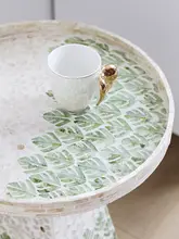 天然貝母エッジの装飾コーヒーテーブル【フレンチスタイル・高級感・サイドテーブル】