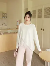 フレンチスタイルレース切り替え長袖Tシャツ【女性用・スリムフィット・ファッション】