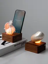 ハンドメイドの海螺型スピーカー装飾オブジェ【デスク用・スマホスタンド・充電機能付き・ナイトライト】