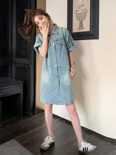 小柄さんにおすすめのデニムワンピース【レトロデザイン・カジュアル・ティータイムに】