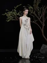 夏用 米白色の不規則な花柄マキシスカート【肩掛け花柄トップス・仙女風】（セットアップ対応）