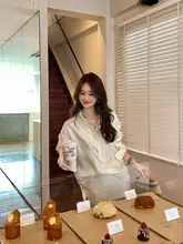 月光告白風 シャツとレースフィッシュテールスカート【ダブルカラー・タイトフィット・透け感あり】（セットアップ対応）