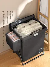 折りたたみ可能な大容量衣類収納バスケット【蓋付き・浴室用】