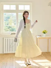 キャミワンピース レディース 大きいサイズ ぽっちゃり チューリップ柄 着痩せ フレンチ風 フェミニン 秋物