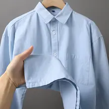 秋にぴったり！スカイブルーのデザイン工装シャツ【シンプルで重厚な印象・カップル向け】
（セットアップ対応）